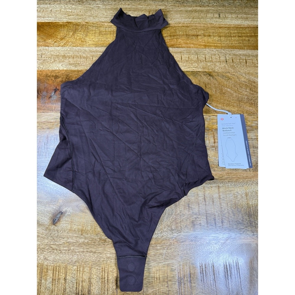 Lululemon Seriously Soft Nulu Mock Neck Bodysuit Women's M Brown‎ NWT Thong